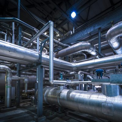 Detail of chemical plant interior of chemical complex